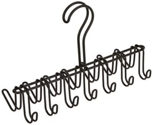 idesign classico metal 14-hook closet organizer rack for ties, belts, hats, purses, and more, 10.25" x 3.75" x 6.75", matte black