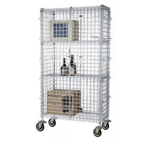 omega 18" deep x 48" wide x 69" high mobile chrome security cage with 2 interior shelves