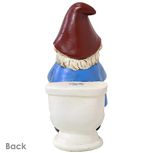 Sunnydaze Cody The Garden Gnome on The Throne Reading His Phone - Funny Lawn Decoration - 9.5 Inches Tall