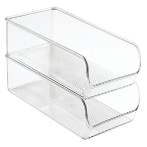 idesign linus plastic fridge and freezer storage organizer bin, clear container for food, drinks, produce organization, bpa-free , 11" x 5.5" x 3.5", set of 2, clear