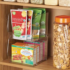 iDesign Linus Stacking Organizer Bins for Kitchen, Pantry, Office, Bathroom - Set of 2, Extra Large-Clear