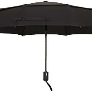 Amazon Basics Automatic Travel Small Compact Umbrella With Wind Vent, Black, One Size