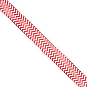 morex ribbon wired peppermint chevron polyester ribbon, 2-1/2"/50 yd, red/white