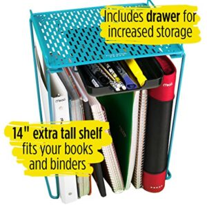 Five Star Extra Tall Locker Shelf and Drawer, Holds 100 lbs., 14 in. Clearance, Fits 12 in. Width Lockers, Locker Accessories, Teal (73363)