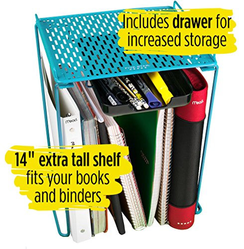 Five Star Extra Tall Locker Shelf and Drawer, Holds 100 lbs., 14 in. Clearance, Fits 12 in. Width Lockers, Locker Accessories, Teal (73363)