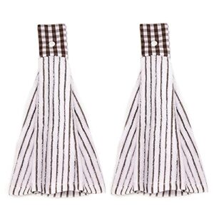 vimeet 2 pcs kitchen cotton classical striped towel/absorbent towel/hanging towel/hand towel,brown stripes