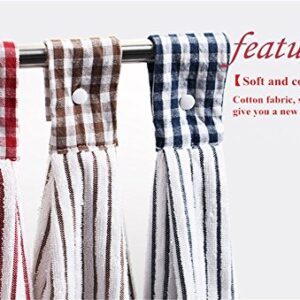 Vimeet 2 Pcs Kitchen Cotton Classical Striped Towel/Absorbent Towel/Hanging Towel/Hand Towel,Brown Stripes