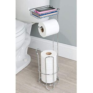 iDesign Classico Free Standing Toilet Paper Holder with Shelf for Bathroom - Chrome