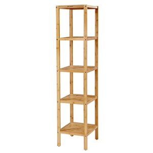 songmics 5-tier bamboo bathroom shelf, narrow shelving unit, multifunctional storage rack, corner rack, for kitchen, living room, bedroom, entryway, bathroom, natural ubcb55y