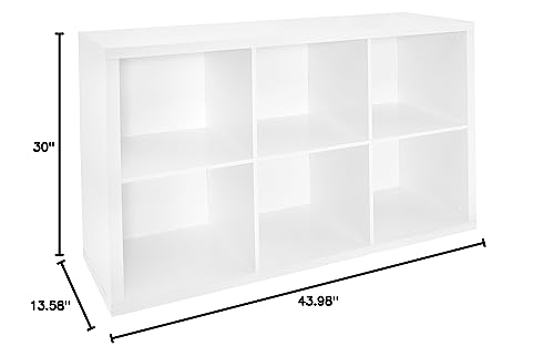 ClosetMaid 6 Cube Storage Shelf Organizer Bookshelf with Back Panel, Easy Assembly, Wood, White Finish