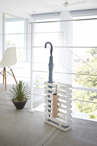 Hang or Stand Wide Modern Umbrella Rack in White Finish