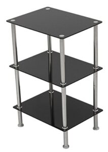 avf s33-a small 3 tier shelving unit in black glass & chrome
