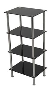 avf s44-a small 4 tier shelving unit in black glass & chrome