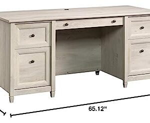 Sauder Edge Water Executive Desk, L: 65.12" x W: 29.53" x H: 29.37", Chalked Chestnut finish