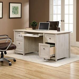 Sauder Edge Water Executive Desk, L: 65.12" x W: 29.53" x H: 29.37", Chalked Chestnut finish