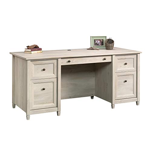 Sauder Edge Water Executive Desk, L: 65.12" x W: 29.53" x H: 29.37", Chalked Chestnut finish