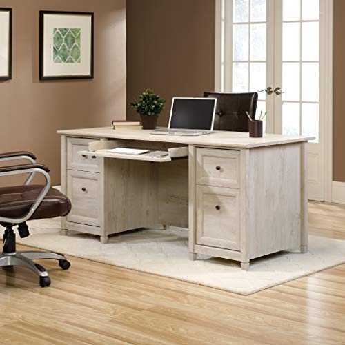 Sauder Edge Water Executive Desk, L: 65.12" x W: 29.53" x H: 29.37", Chalked Chestnut finish