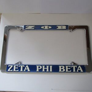 zeta phi beta chrome metal silver license plate