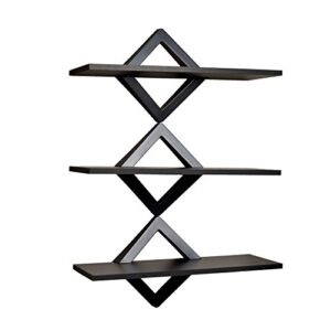 danya b. diamonds 3-level wall mount shelving system - decorative floating shelves (black)