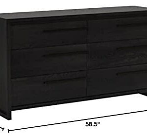 South Shore Tao 6-Drawer Double Dresser, Grey Oak with Wooden Handles