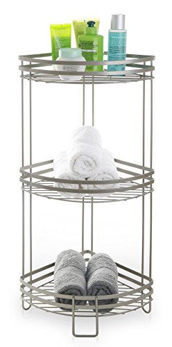 BINO 3-Tier Corner Spa Tower | 'Lafayette' Rust-Resistant | Nickel | Steel Corner Shower Organizer Stand | Decor | Bathroom Vanity Accessories and Display