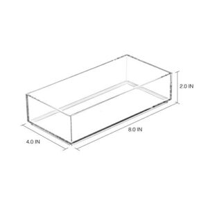 iDesign Clarity Plastic Drawer Organizer for Vanity, Countertop, Bathroom, Kitchen and Cabinet Storage, 8" x 4" x 2", Clear