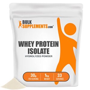 bulksupplements.com hydrolyzed whey protein isolate - whey isolate protein powder - hydro whey protein - 100% whey protein powder - protein powder for muscle gain (1 kilogram - 2.2 lbs)