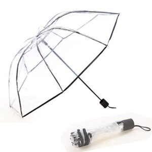 werfamily clear transparent folding auto open/close umbrella w reinforced steel ribs (black rim) fast epacket shipping