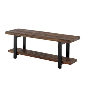 alaterre furniture alaterre sonoma reclaimed wood bench with open shelf, natural, brown -
