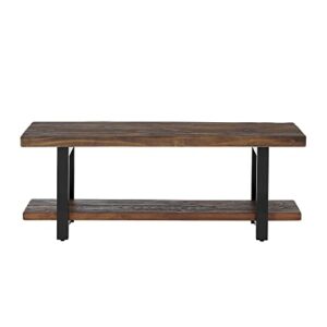 Alaterre Furniture Alaterre Sonoma Reclaimed Wood Bench with Open Shelf, Natural, Brown -