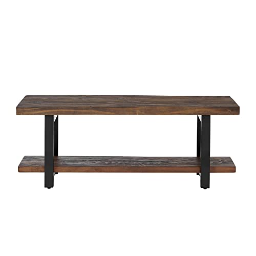 Alaterre Furniture Alaterre Sonoma Reclaimed Wood Bench with Open Shelf, Natural, Brown -
