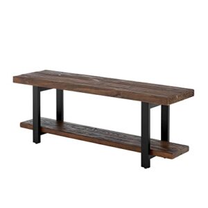 Alaterre Furniture Alaterre Sonoma Reclaimed Wood Bench with Open Shelf, Natural, Brown -