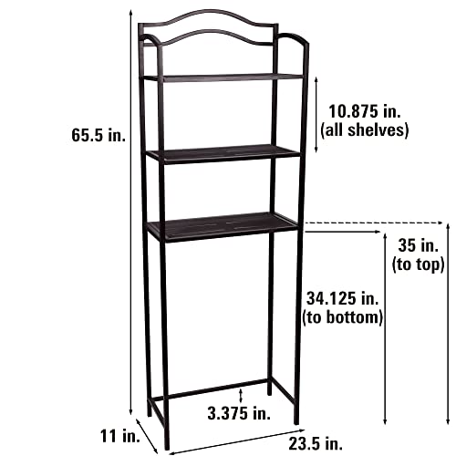 Household Essentials 3-Tier Over the Toilet Storage Shelf, Espresso Brown