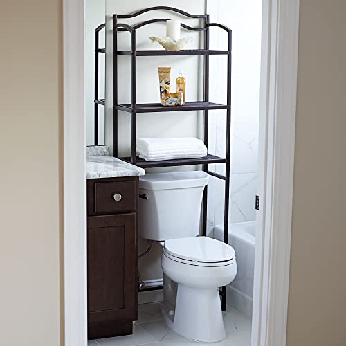 Household Essentials 3-Tier Over the Toilet Storage Shelf, Espresso Brown