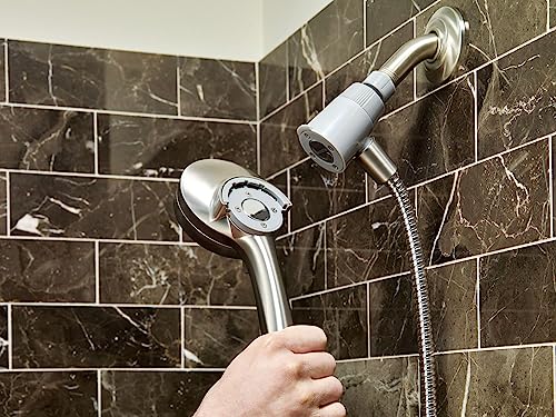 Moen Engage Magnetix Spot Resist Brushed Nickel 3.5-Inch Six-Function Eco-Performance Handheld Showerhead with Magnetic Docking System for Bathroom Shower, 26100SRN