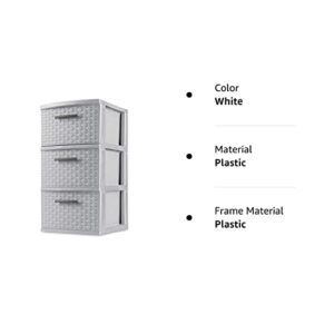 Sterilite 3-Drawer Weave Tower, White, Case of 2 (3-Drawer, White) (Case of 2)