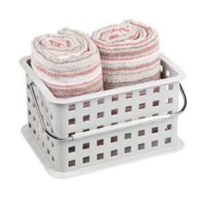 iDesign Spa BPA-Free Plastic Small Stackable Basket with Handle - 9.25" x 7" x 5", Light Gray