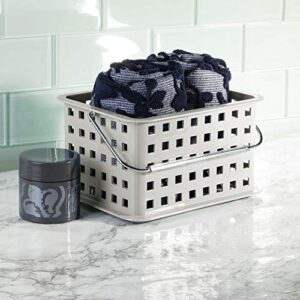 iDesign Spa BPA-Free Plastic Small Stackable Basket with Handle - 9.25" x 7" x 5", Light Gray