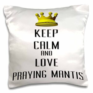 3drose gold crown keep calm and love praying mantis pillow case, 16 x 16