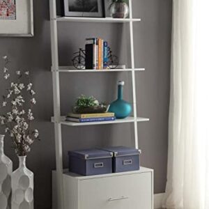 Convenience Concepts American Heritage 4 shelves Ladder Bookcase with File Drawer, White