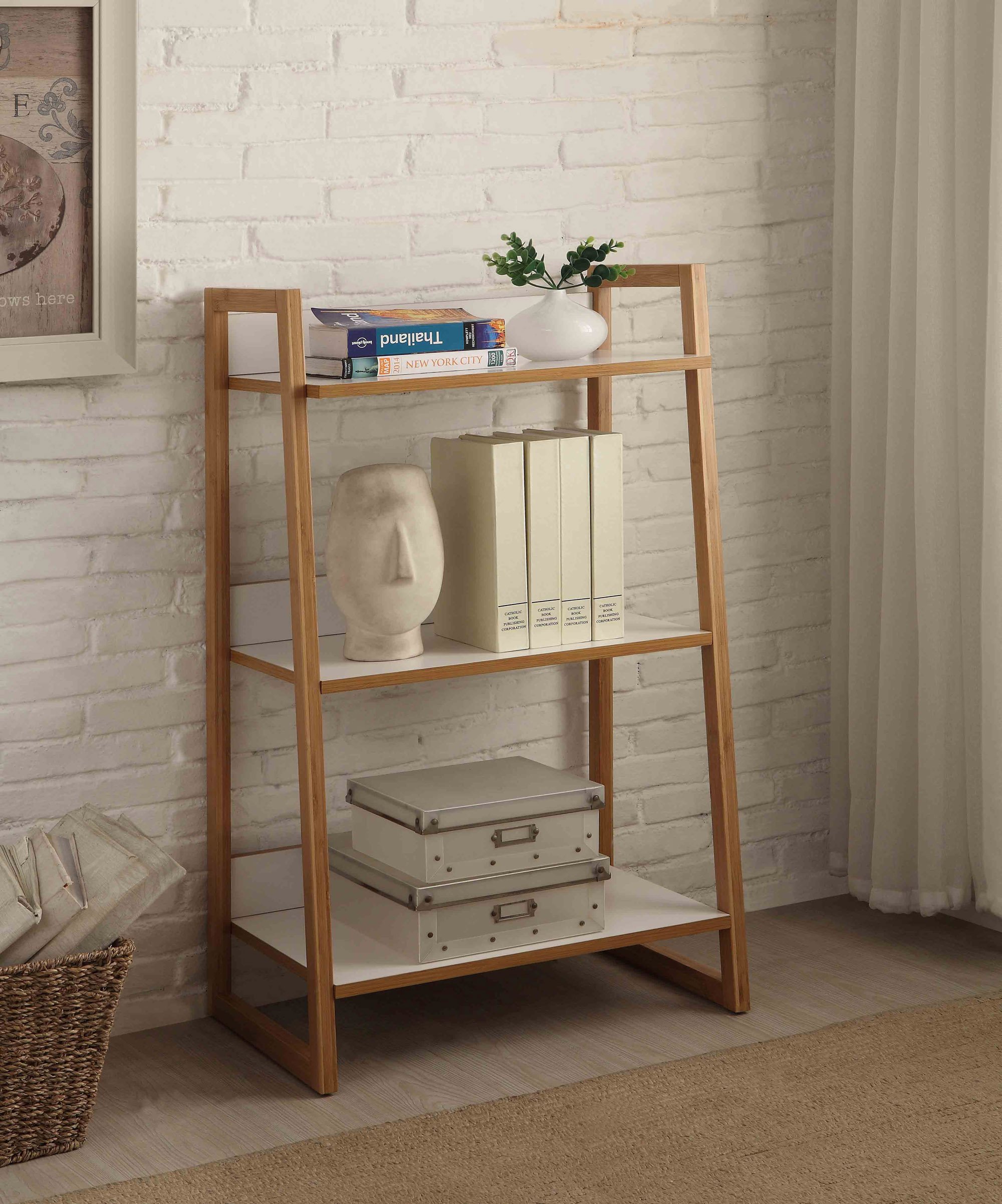 Convenience Concepts Oslo Sundance 3 Tier Shelf, White / Bamboo