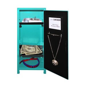 Mini Locker with Lock and Key Teal -10.75" Tall x 4.125" x 4.125"