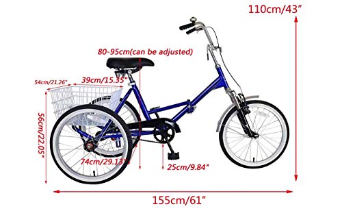 Mantis Tri-Rad 20 Inch Wheels Single Speed Adult Folding Tricycle, Silver,20" Wheels/16" Frame