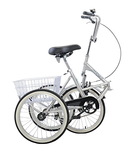 Mantis Tri-Rad 20 Inch Wheels Single Speed Adult Folding Tricycle, Silver,20" Wheels/16" Frame