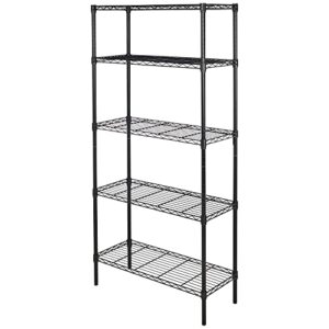 Amazon Basics 5-Shelf Adjustable, Heavy Duty Storage Shelving Unit (350 lbs loading capacity per shelf), Steel Organizer Wire Rack, Black (36L x 14W x 72H)