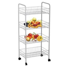 4-tier rolling storage rack, cart for kitchen, office or laundry