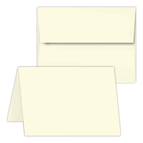 Greeting Cards Set - 4 1/4 x 5 1/2 Cream A2 Card Stock and Envelopes, Scored for Folding, Perfect for Business Invitations, Weddings and All Occasion - 50 Cards and 50 Matching Envelopes