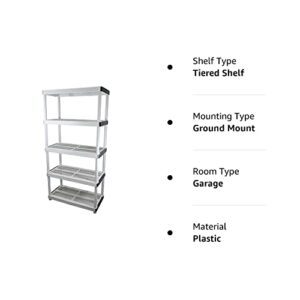 HDX 36” x 72” 5-Tiered Ventilated Plastic Storage Shelving Unit w/ Raised Feet and Tool-Free Assembly