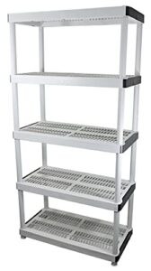 hdx 36” x 72” 5-tiered ventilated plastic storage shelving unit w/ raised feet and tool-free assembly
