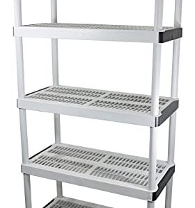 HDX 36” x 72” 5-Tiered Ventilated Plastic Storage Shelving Unit w/ Raised Feet and Tool-Free Assembly